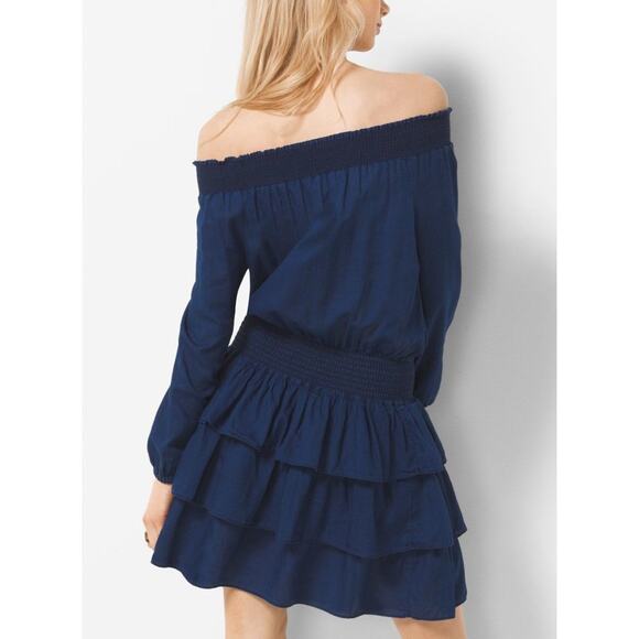 NEW MICHAEL Michael Kors Off-the-Shoulder Dress in Indigo - Picture 2 of 14